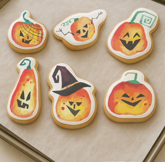 Watercolor Pumpkin Halloween Cookie Set
