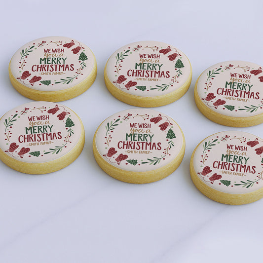 Personalized Christmas Wreath Merry Christmas Cookie