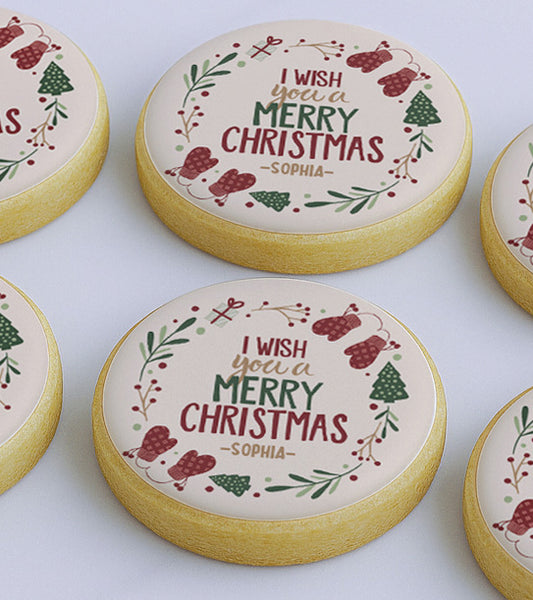 Personalized Christmas Wreath Merry Christmas Cookie
