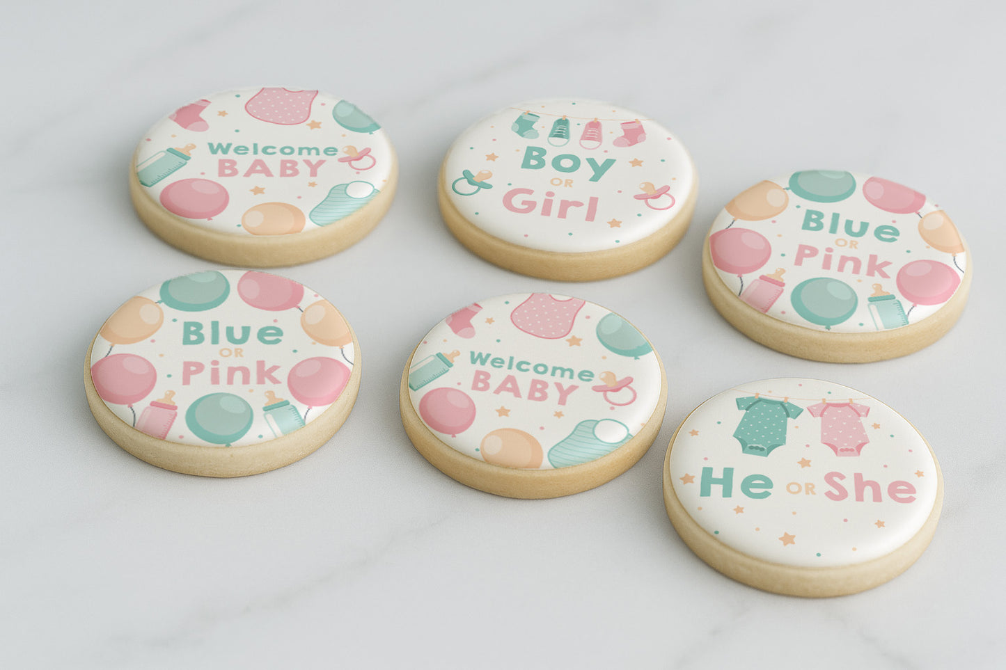 Baby Shower Elements Gender Reveal Boy or Girl Cookie Set