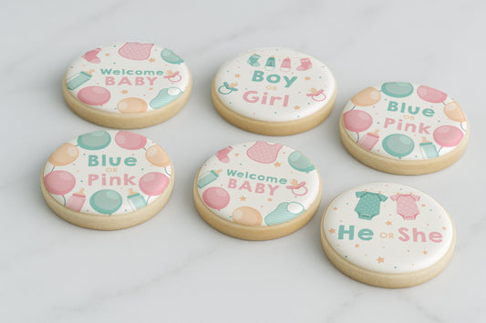Baby Shower Elements Gender Reveal Boy or Girl Cookie Set
