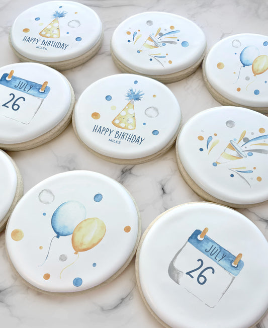 Customizable Name Watercolor Birthday Cookie Set