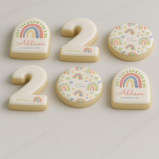 Custom Rainbow Star Theme Birthday Cookie