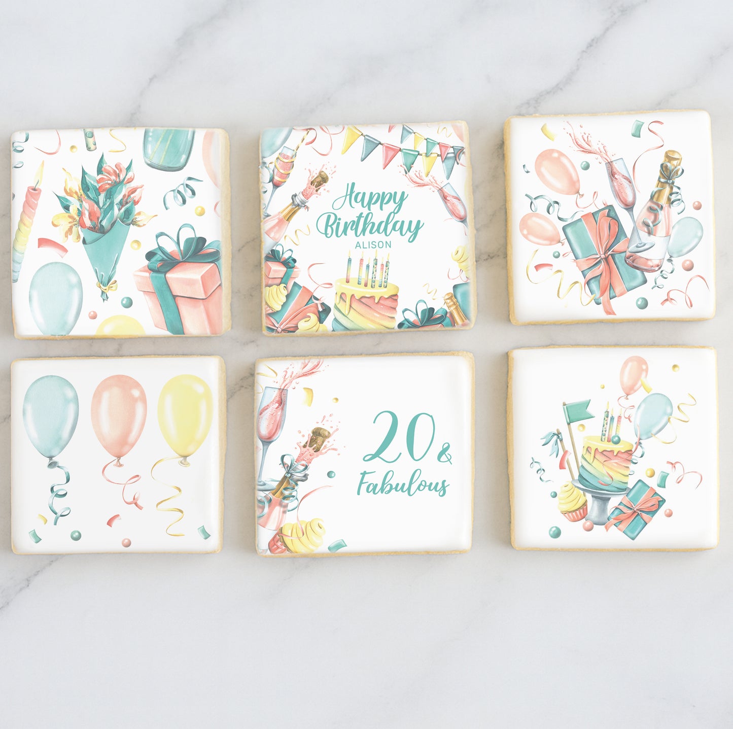 Customizable Fabulous Birthday Cookie Set Square
