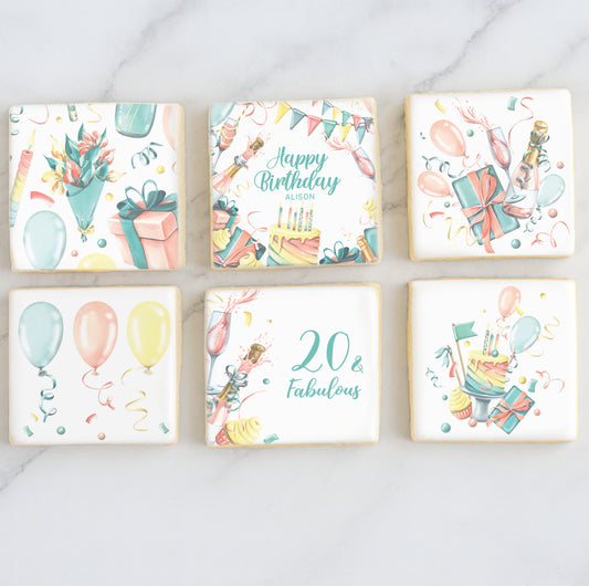 Customizable Fabulous Birthday Cookie Set Square