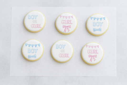 Watercolor Boy or Girl Gender Reveal Cookie Set