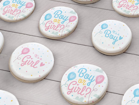 Balloon Themed Boy or Girl Gender Reveal Cookie Set