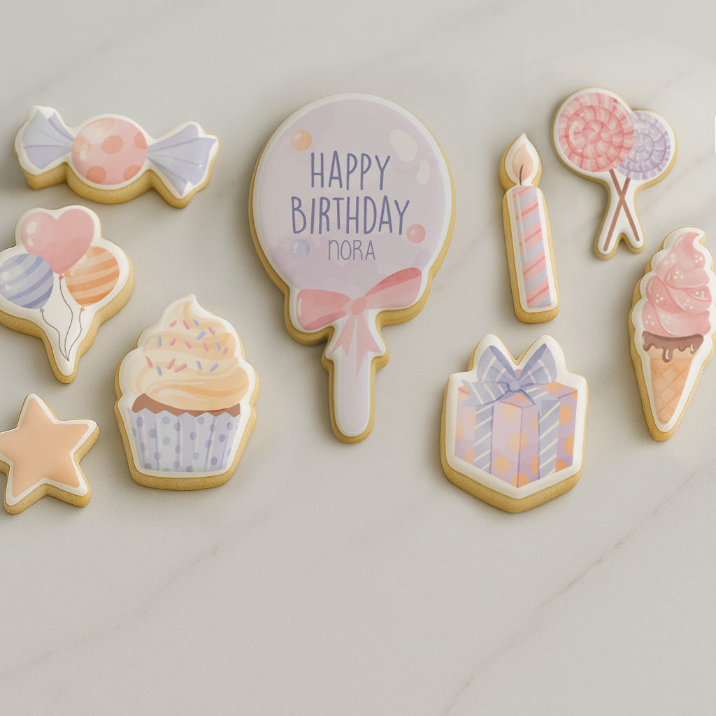 Watercolor Designed Birthday Bliss Cookie Set