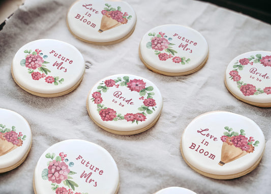 Red Floral Bridal Shower or Engagement Cookie Set