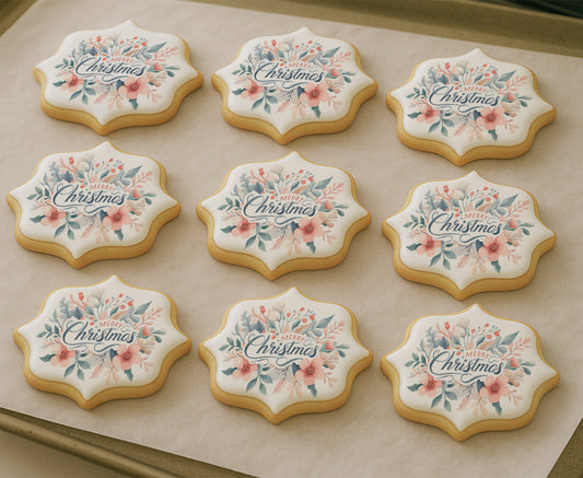 Merry Christmas Floral Cookie