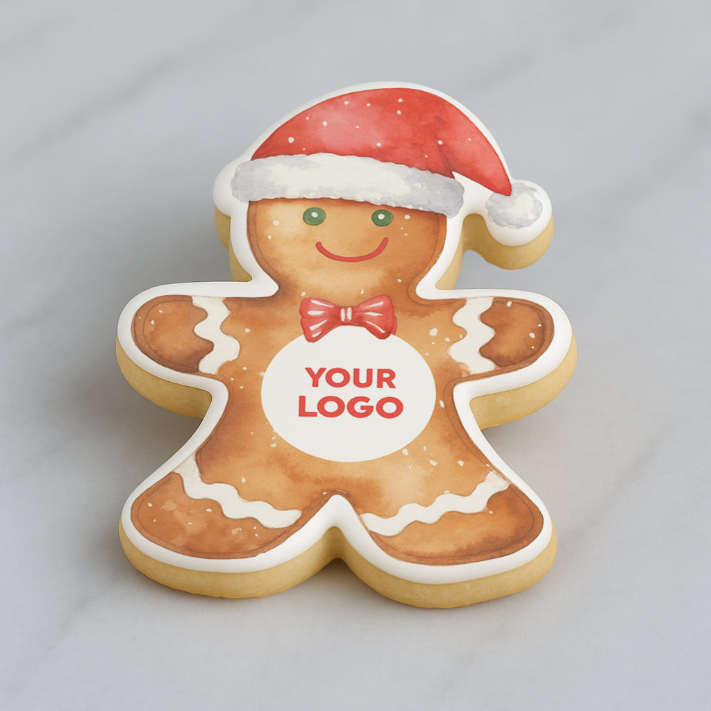 Christmas Custom Logo Cookie - Gingerbread Man - Business, School, Event cookies