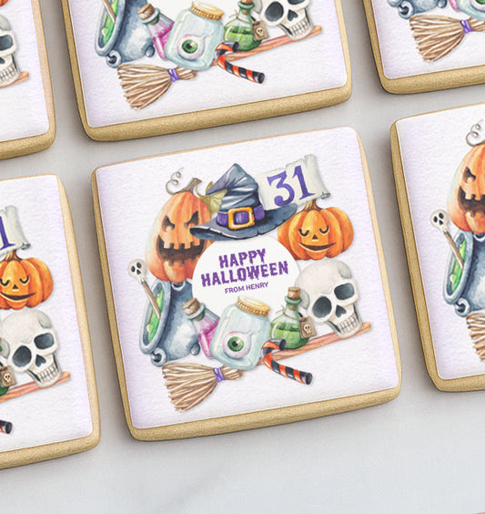 Personalized Name Halloween Elements Happy Halloween Cookie