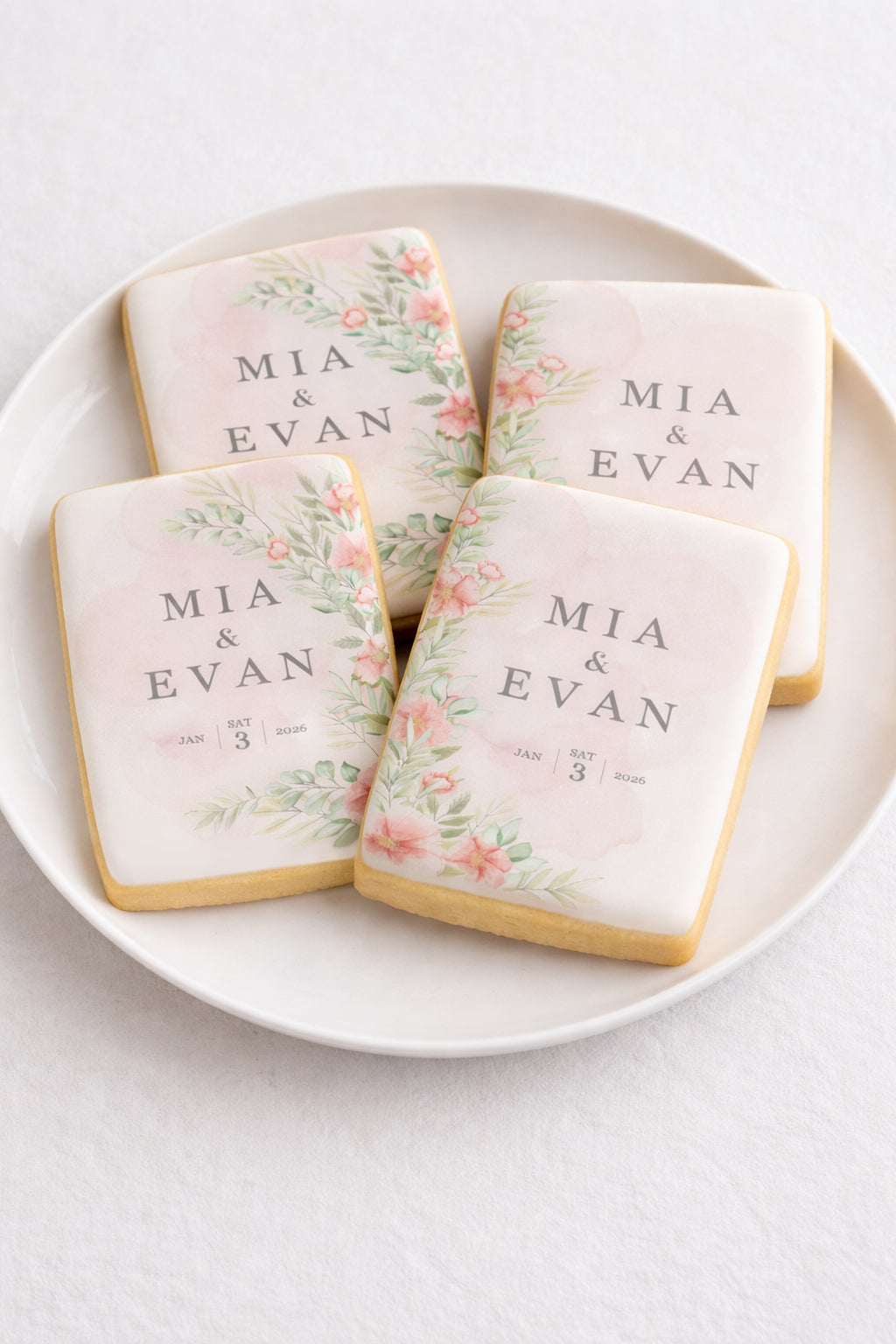 Watercolor Floral Wedding Cookie