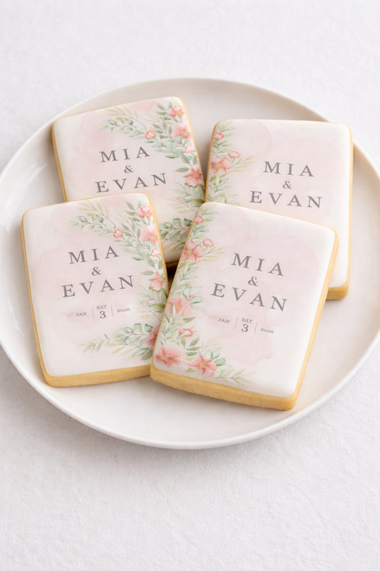 Watercolor Floral Wedding Cookie