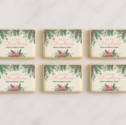 Personalized Timeless Greenery Wreath Christmas Cookie