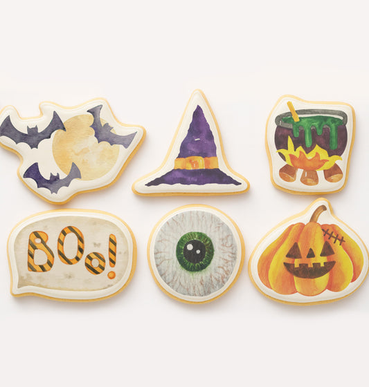 6 Halloween Elements Watercolor Cookie Set