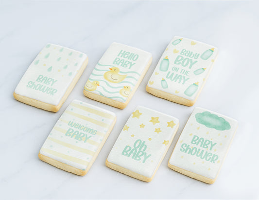 Cute Pastel Watercolor Illustration Baby Shower Cookie Set