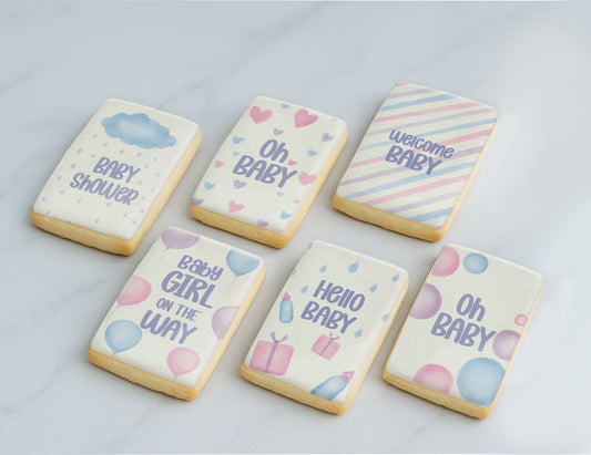 Lovely Pastel Watercolor Illustration Baby Shower Cookie Set
