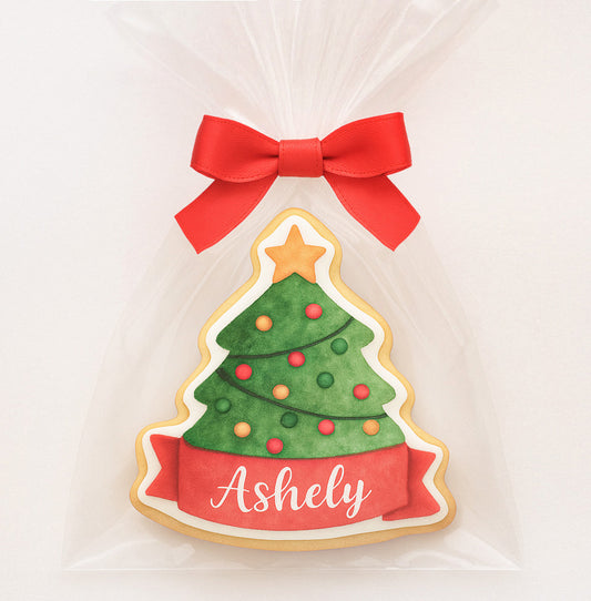 Personalized Names Christmas Tree Cookies