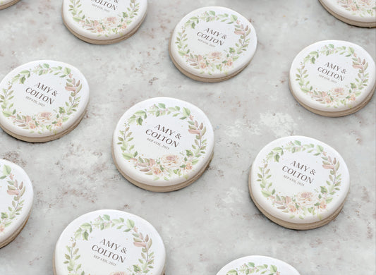 Grace Floral Wedding Cookie - Rose Wreath