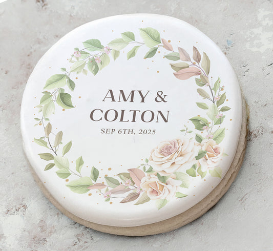 Grace Floral Wedding Cookie - Rose Wreath