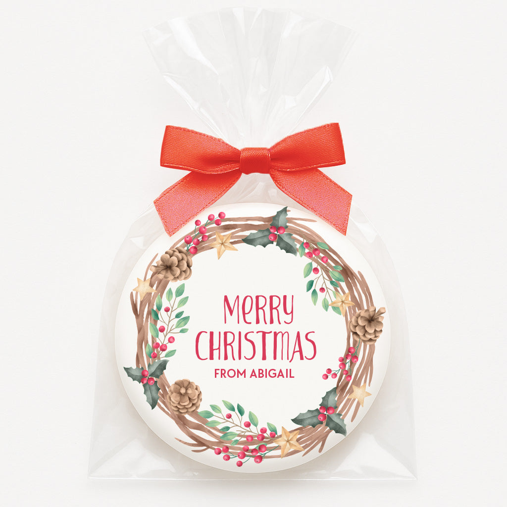 Personalized Wood Wreath Christmas Cookies
