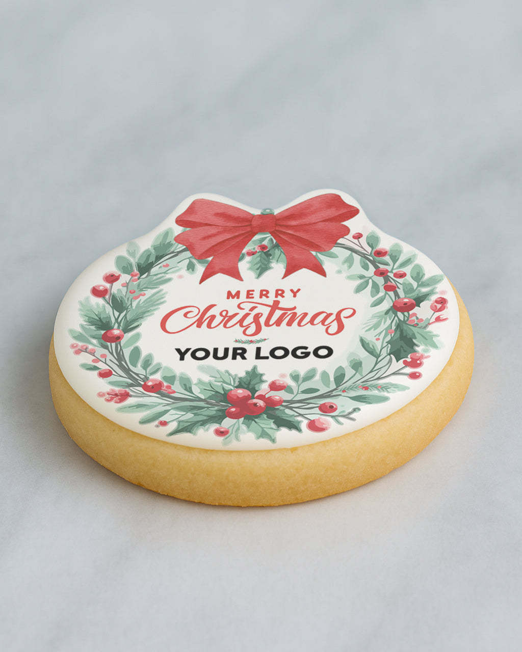 Christmas Wreath Custom Logo Cookie A - Business, School, Event cookies