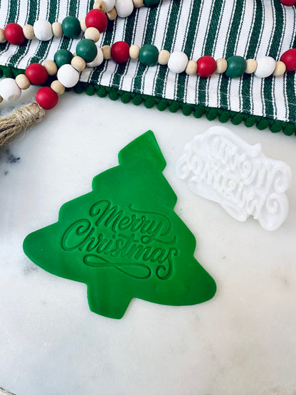 Wreath Cookie Cutter + Bow + Merry Christmas Letter Stamp Set