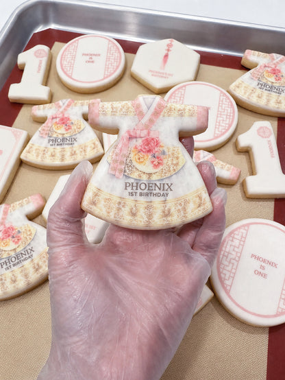 Girl Hanbok Cookie - Birthday, Dohl, 100days 미국 돌잔치 한복쿠키 Dohl Party Favors