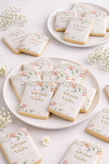 Watercolor Floral Wedding Cookie