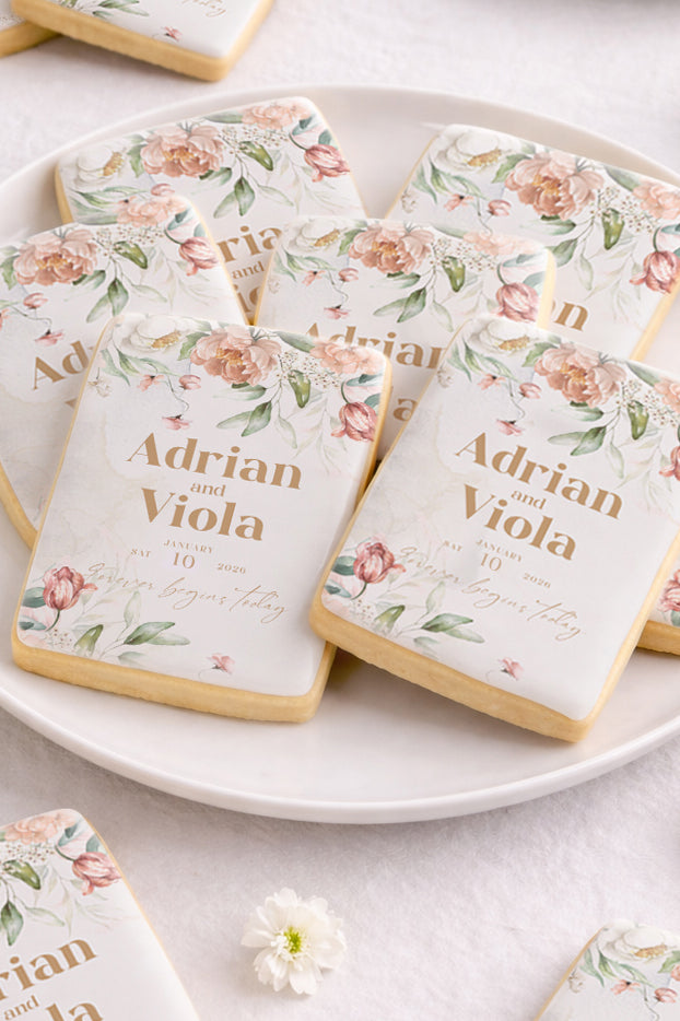 Watercolor Floral Wedding Cookie