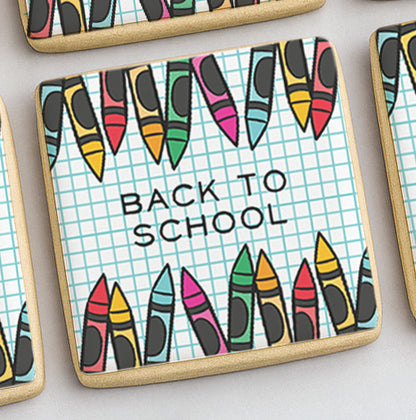 Stationary Themed Back to School Cookies - square