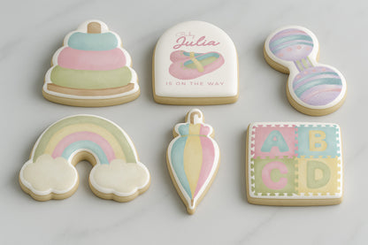 Customizable Pastel Cookie Set for Baby Shower or Birthday