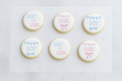 Watercolor Boy or Girl Gender Reveal Cookie Set