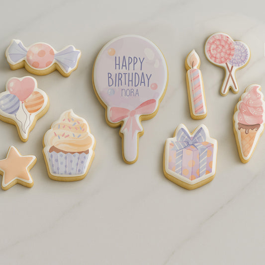 Watercolor Designed Birthday Bliss Cookie Set