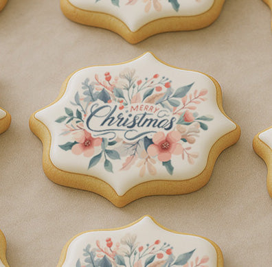Merry Christmas Floral Cookie