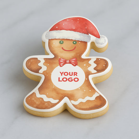 Christmas Custom Logo Cookie - Gingerbread Man - Business, School, Event cookies