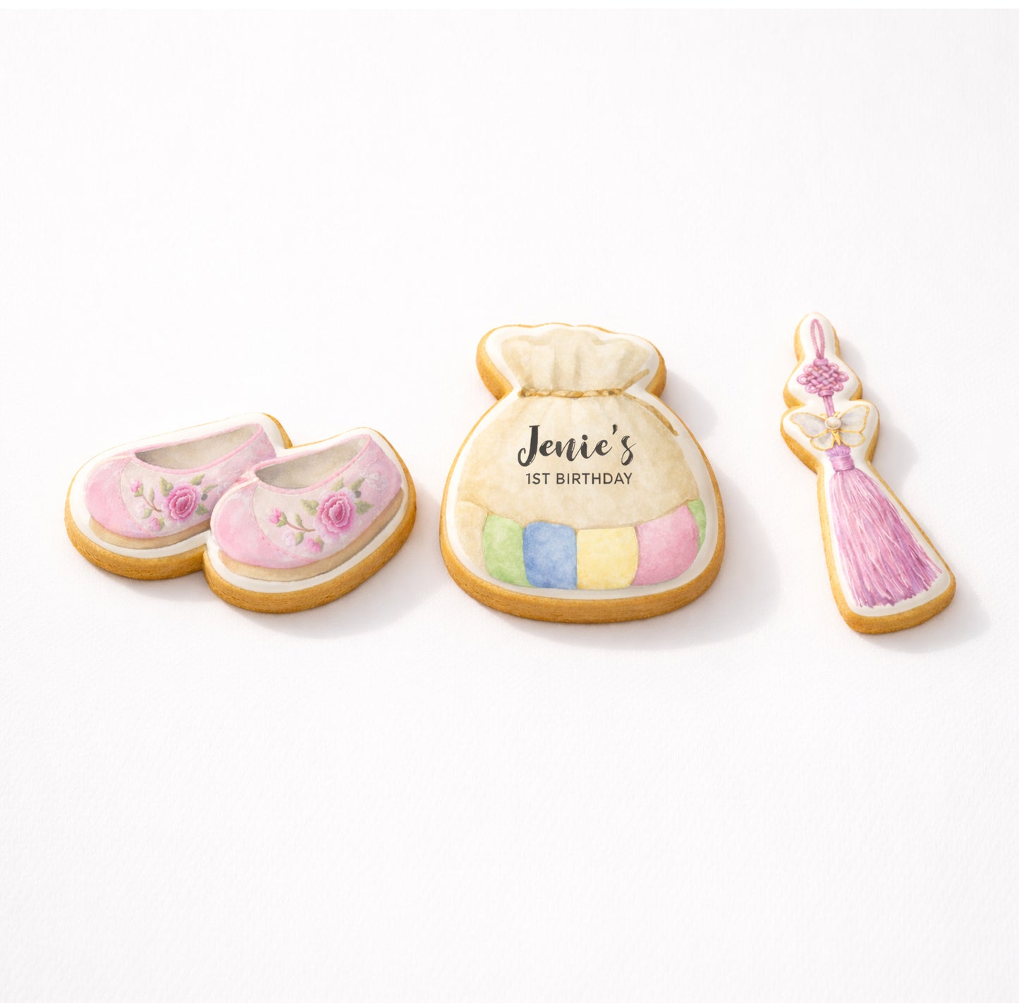 Traditional Korean 100일/돌잔치 Dohl Elements Birthday Cookies for Girls