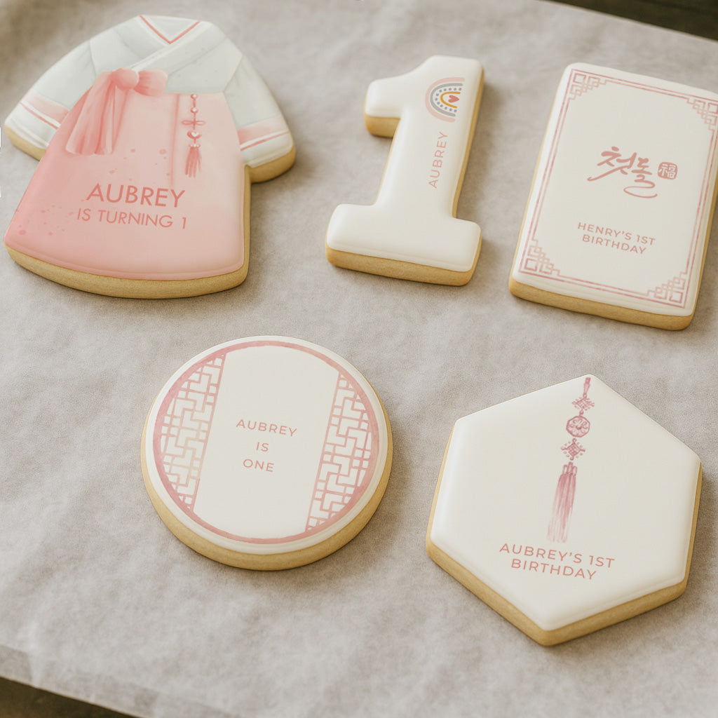 Girl Hanbok Cookie / Dohl Cookie - Traditional Korean Birthday Cookies