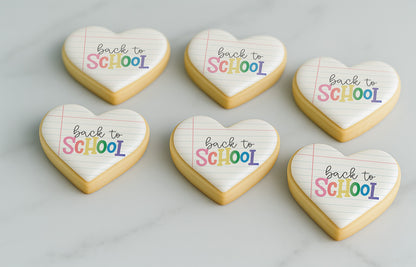 Lined Notebook-style Back to School Cookies - Heart