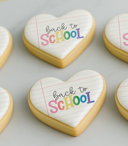 Lined Notebook-style Back to School Cookies - Heart