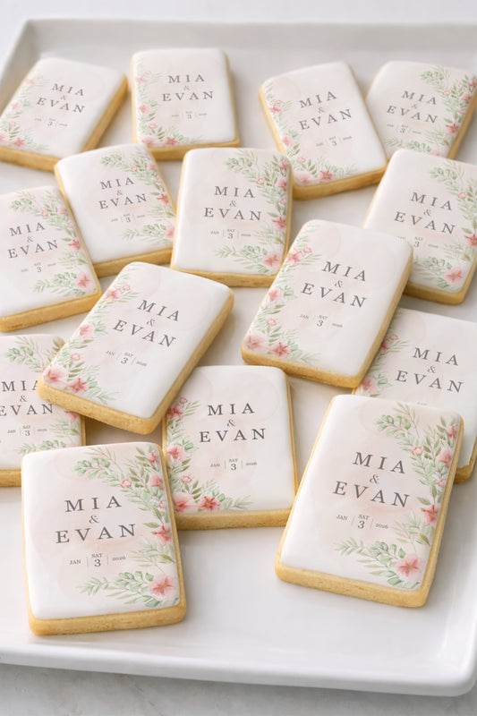 Watercolor Floral Wedding Cookie