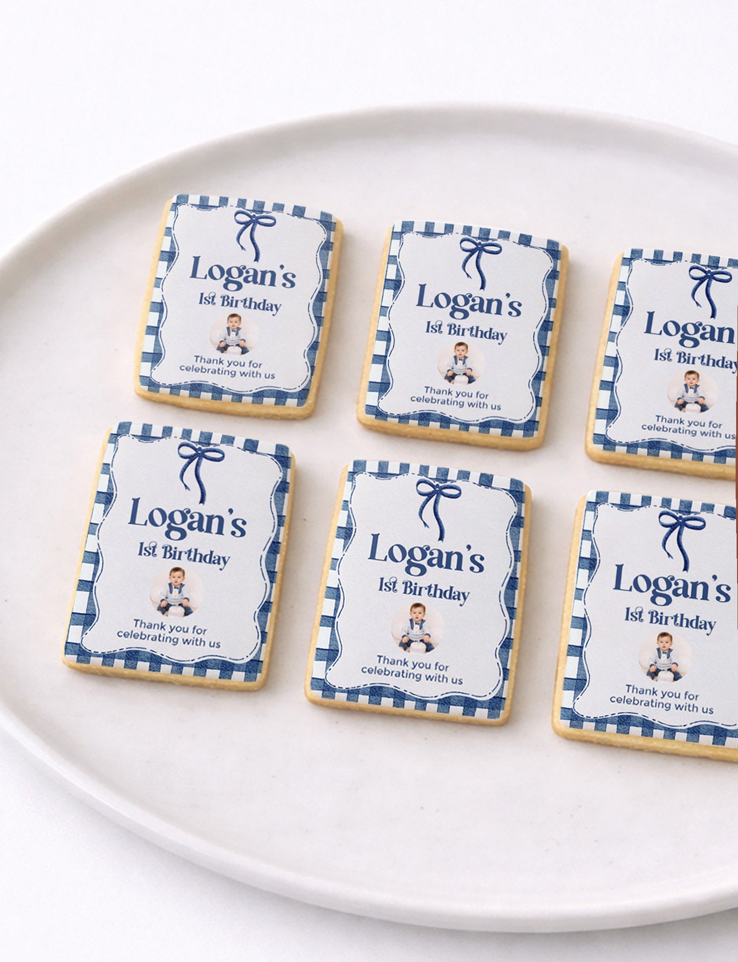Vintage Bow Frame Photo Cookies for Birthday