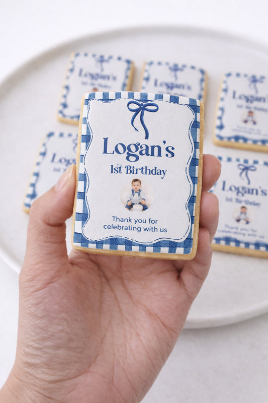 Vintage Bow Frame Photo Cookies for Birthday