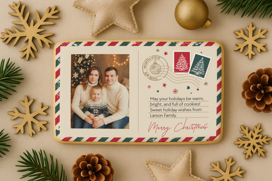 Personalized Christmas Photo Postcard Cookie