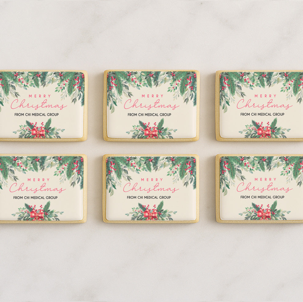 Personalized Timeless Greenery Wreath Christmas Cookie