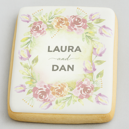 Vintage Floral Frame Wedding Cookie