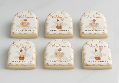 Customizable Name Welcome Baby cookies for Baby Shower or Newborn Celebrations