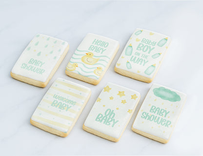 Cute Pastel Watercolor Illustration Baby Shower Cookie Set
