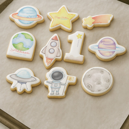 Space Theme Birthday Cookie Set (10 cookies)